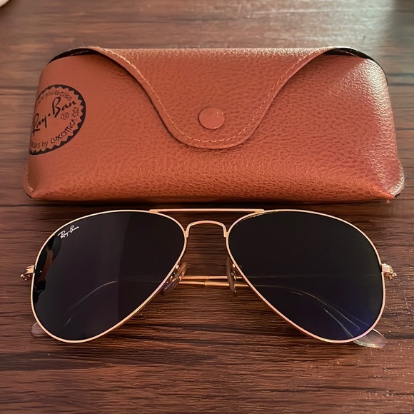 RAY-BAN RB3025 AVIATOR CLASSIC gold black sunglasses - Picture 1 of 2